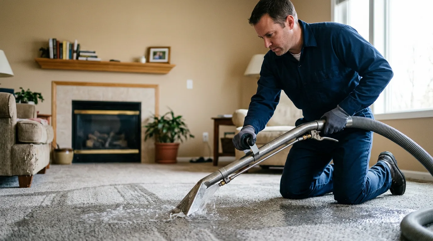 Water damage restoration technician working near Barton, MD